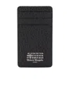 Maison Margiela Leather Card Holder With Embossed Texture And Contrasting Stitching In Black
