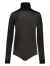 Maison Margiela Four-stitch Sheer Bodysuit In Black