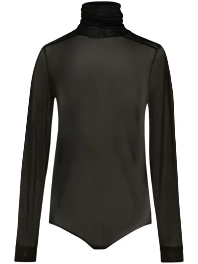Maison Margiela Semitransparent High Neck Bodysuit Clothing In Black