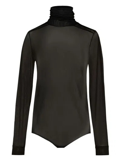 Maison Margiela Four-stitch Sheer Bodysuit In Black