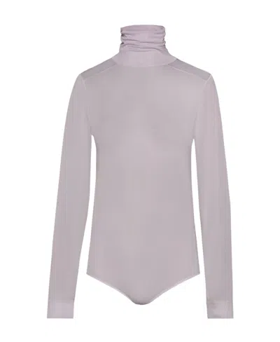 Maison Margiela Four-stitch Sheer Bodysuit In Gray