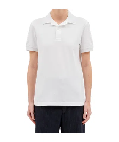 Maison Margiela Four-stitch Short-sleeve Polo Shirt In White