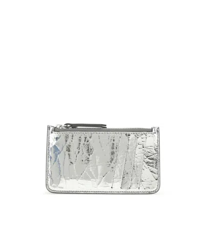 Maison Margiela Four-stitch Top-zip Coin Wallet In Gray