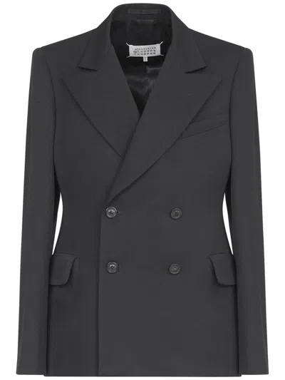 Maison Margiela Double-breasted Wool Blazer In Black