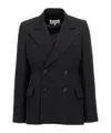 Maison Margiela Wool Double-breasted Blazer With Flap Pockets In Black