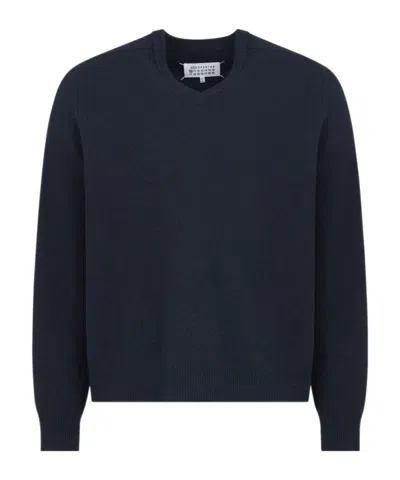 Maison Margiela Four-stitch Wool Jumper In Black