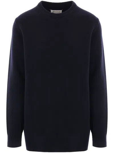 Maison Margiela Four-stitch Wool Jumper In Blue