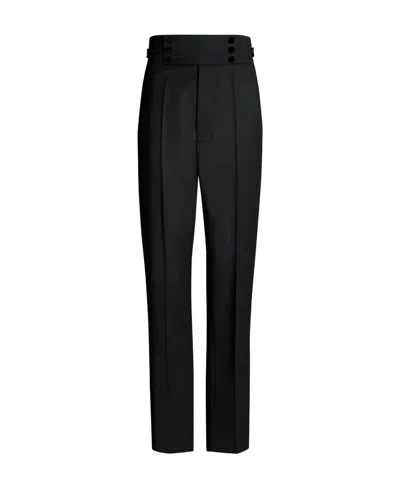 Maison Margiela Four-stitch Wool Tapered Trousers In Black