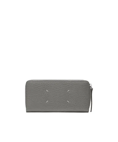 Maison Margiela Four-stitch Zip-around Wallet In Gray