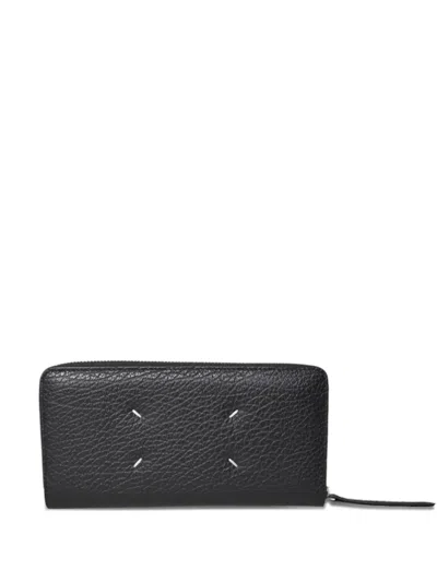 Maison Margiela Four-stitch Zip Wallet In Black