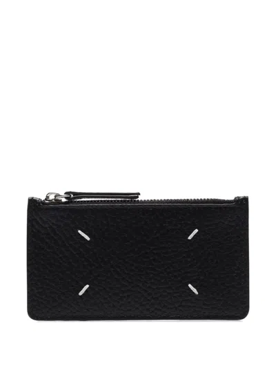 Maison Margiela Four Stitches Zipped Cardholder Accessories In Black