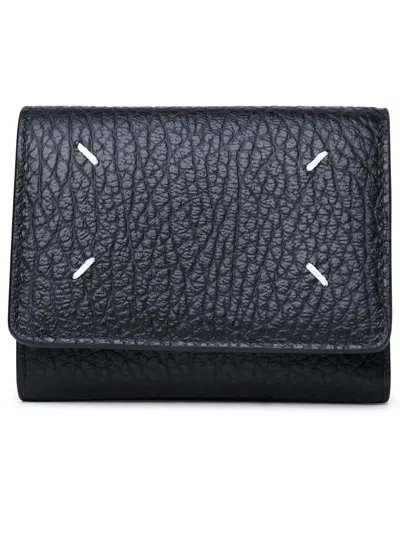 Maison Margiela 'four Stitches' Black Calf Leather Wallet Women