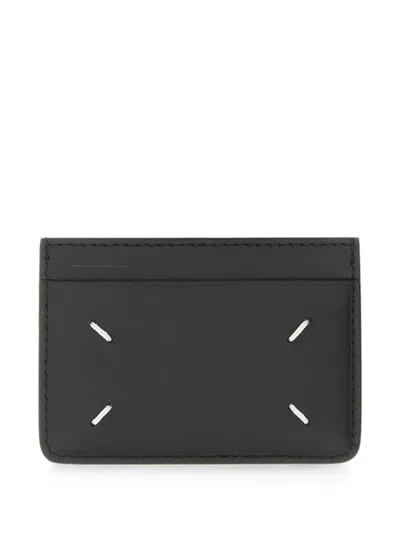 Maison Margiela Four Stitches Calf Leather Cardholder In Black