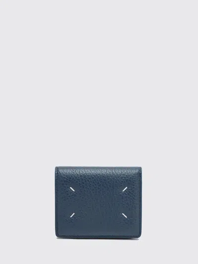 Maison Margiela Four Stitches Calfskin Bifold Wallet In Blue