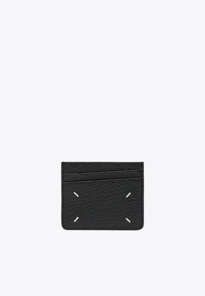 Maison Margiela Four Stitches Calfskin Cardholder In Black