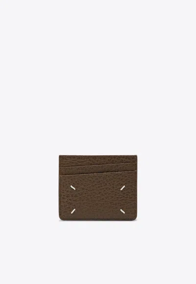Maison Margiela Four Stitches Calfskin Cardholder In Brown