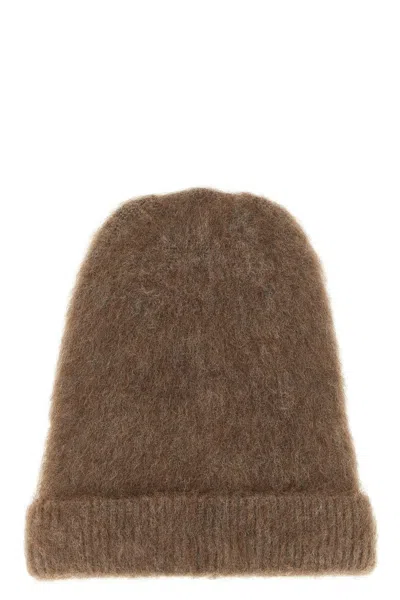 Maison Margiela Signature Stitches Cap Folded Brim Texture In Brown