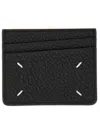 Maison Margiela Rectangular Textured Calf Leather Wallet With Iconic Stitch Detail In Black