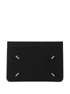 Maison Margiela Womens Black Four-stitch Slim Leather Card Holder In Black