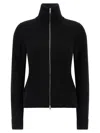 Maison Margiela Wool Ribbed Zip-up High-neck Cardigan In Black