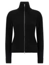 Maison Margiela Wool Ribbed Zip-up High-neck Cardigan In Black