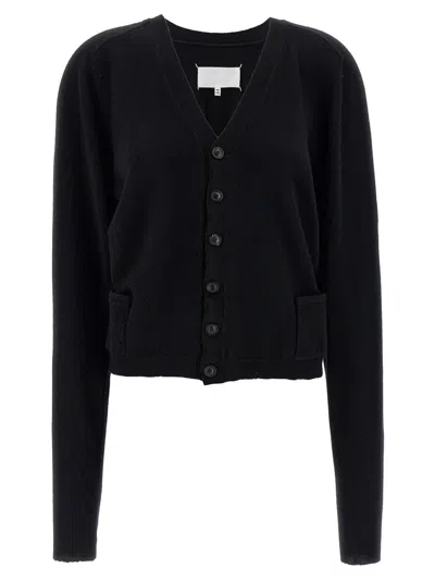 Maison Margiela V-neck Cardigan Featuring Patch Pockets In Black