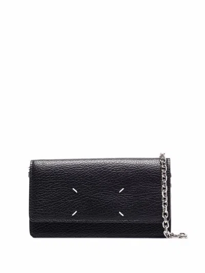 Maison Margiela Four Stitches Chain Wallet Bags In Black