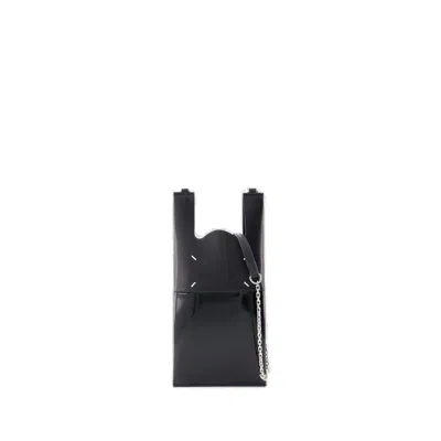 Maison Margiela Four Stitches Chained Phone Neck Pouch In Black