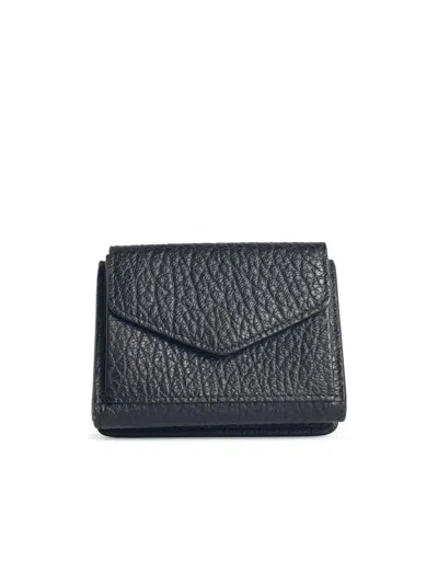 Maison Margiela 'four Stitches' Compact Black Leather Wallet