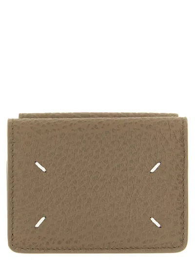 Maison Margiela Leather Compact Wallet In Gray