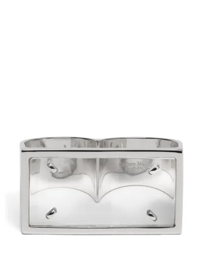 Maison Margiela Four Stitches Double-signet Ring In Purple