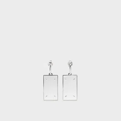 Maison Margiela Four Stitches Earrings Unisex Polished Palladio In Metallic