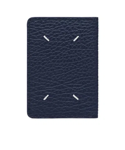 Maison Margiela Four Stitches Grained Card Holder In Black
