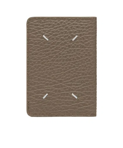 Maison Margiela Four Stitches Grained Leather Card Holder In Brown