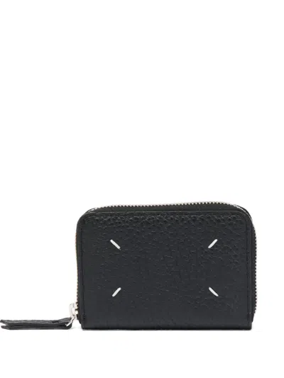 Maison Margiela Four Stitches Grained-leather Cardholder In Black