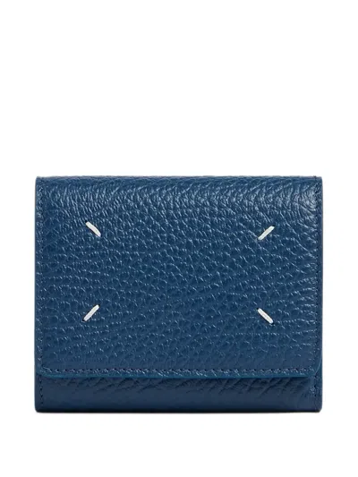 Maison Margiela Four Stitches Grainy Leather Wallet In Blue