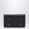 Maison Margiela Compact Rectangular Cardholder Featuring Textured Finish In Black