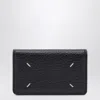 Maison Margiela Compact Rectangular Cardholder Featuring Textured Finish In Black