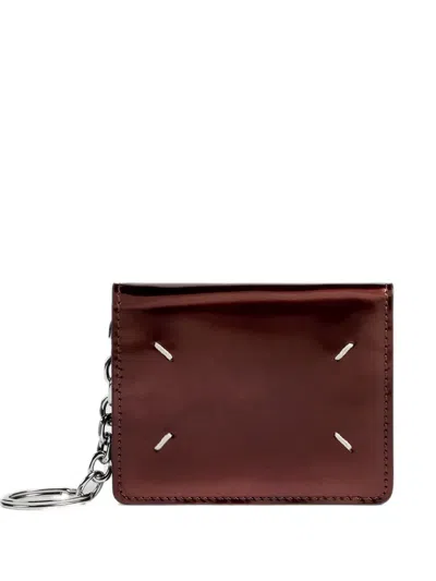 Maison Margiela Four Stitches Keyring Card Holder In Brown
