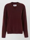 Maison Margiela Four Stitches Knitwear V Neck Sweater In Red