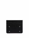 Maison Margiela Rectangular Textured Calf Leather Wallet With Iconic Stitch Detail In Black