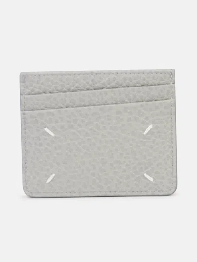Maison Margiela 'four Stitches' Leather Card Holder Ansiette In Gray