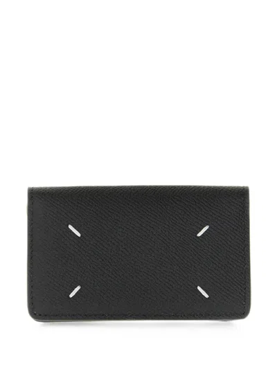 Maison Margiela Four Stitches Leather Card Holder In Black