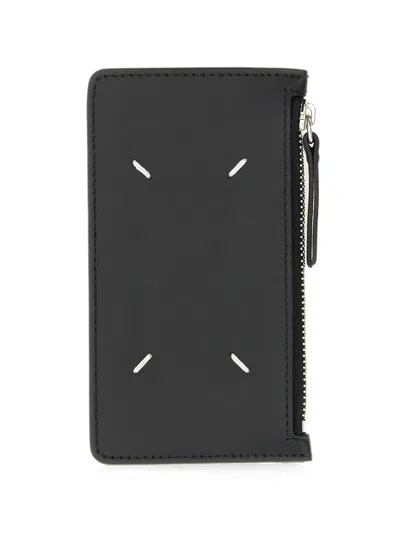 Maison Margiela Four Stitches Leather Card Holder In Black