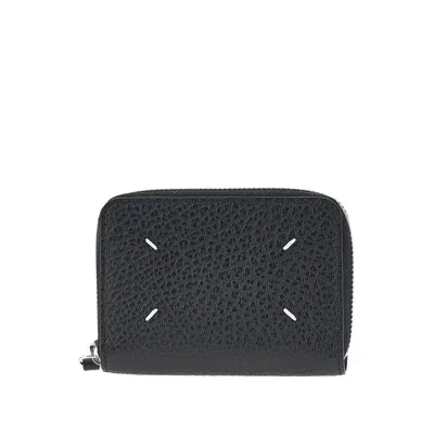 Maison Margiela 'four Stitches' Leather Cardholder Pouch In Black