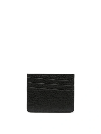 Maison Margiela Four Stitches Leather Credit Card Case In Black