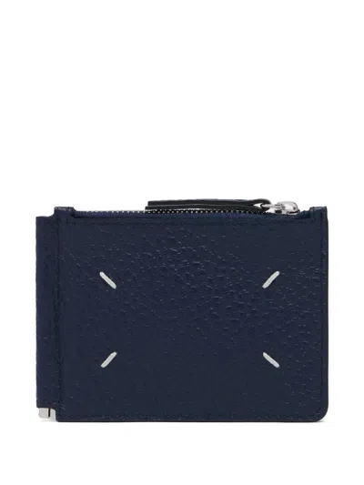 Maison Margiela Four Stitches Leather Wallet In Blue