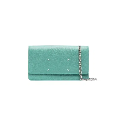 Pre-owned Maison Margiela Four Stitches Leather Wallet On Chain 'green' | Men's Size Onesize