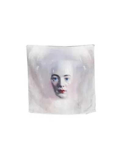 Maison Margiela Four Stitches Portrait-print Scarf In White