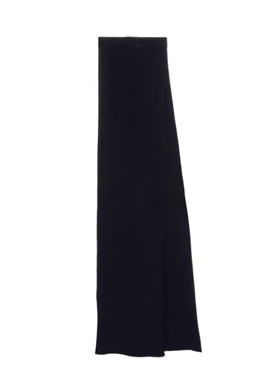 Maison Margiela Four-stitches Ribbed Scarf In Navy